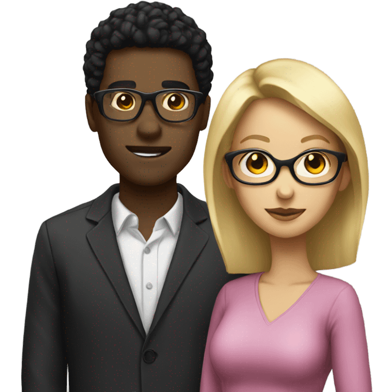 Black man black hair wearing glasses and blonde woman emoji