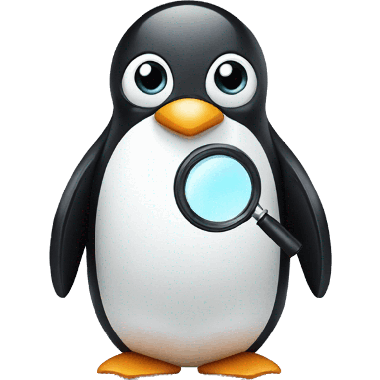 penguin holding a magnifying glass emoji