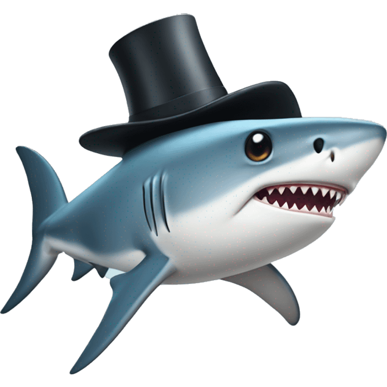 Shark with a top hat emoji