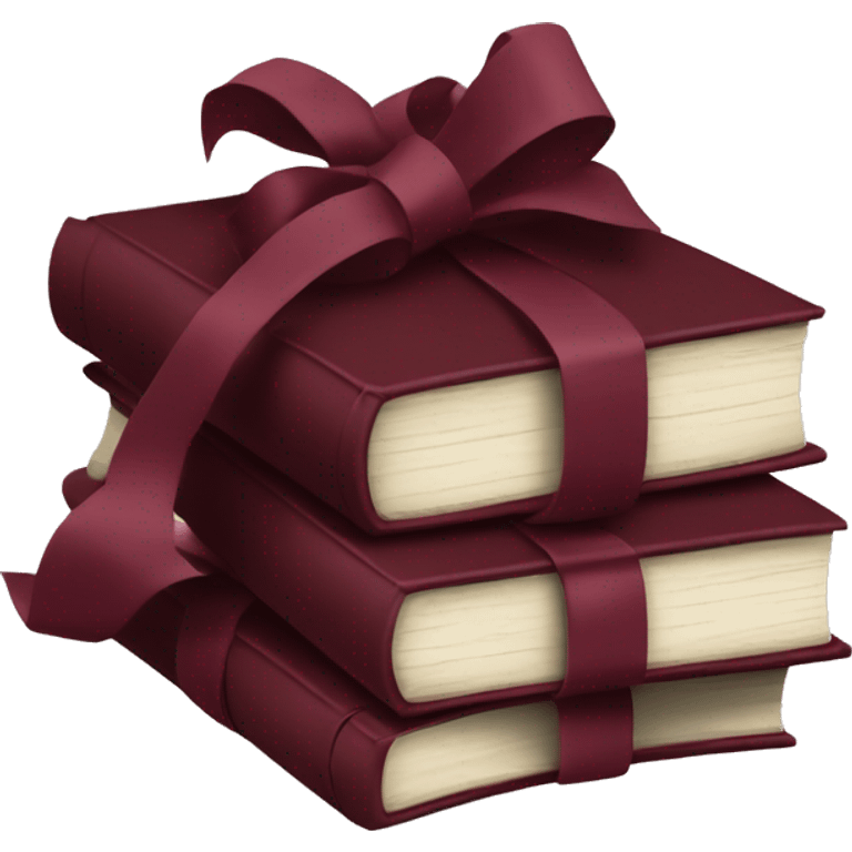 burgundy books stacked up and tied together by a burgundy bow emoji