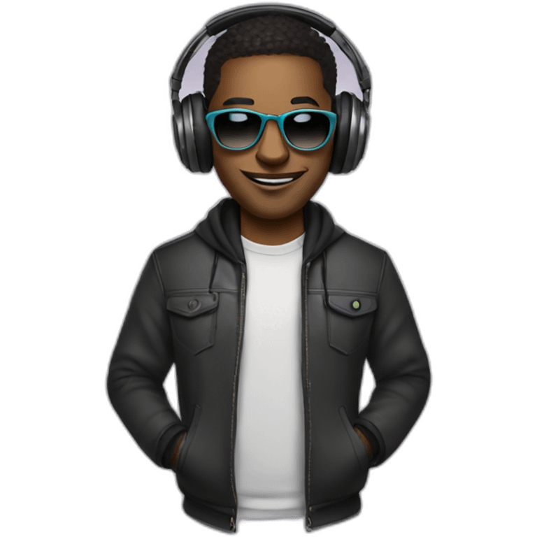 DJ with headphones and roung glasses  emoji