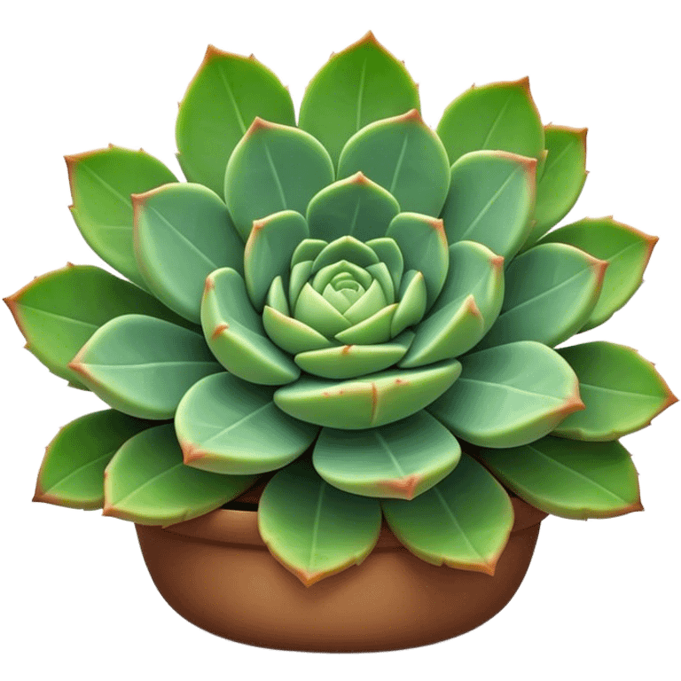 Cinematic Realistic Succulent Emoji, Compact and plump, with fleshy leaves arranged in rosettes of various shapes. The soft, green leaves glow with a gentle radiance, exuding a sense of calm and tranquility. Soft glowing outline, capturing the essence of resilience and beauty in a blossoming succulent! emoji