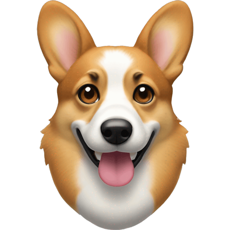 Welsh corgi face with thick eyebrows emoji