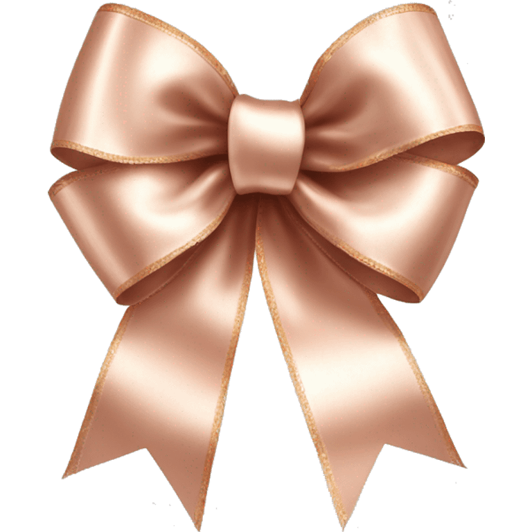 Realistic isolated rose gold shiny silk ribbon bow with edges of the bow lined with white fur. emoji