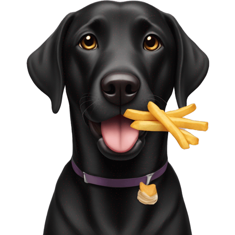 Black lab eating French fries emoji