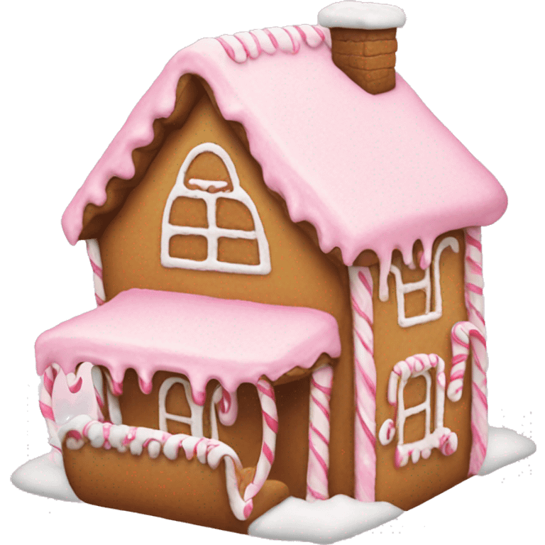 Pink frosted gingerbread house emoji