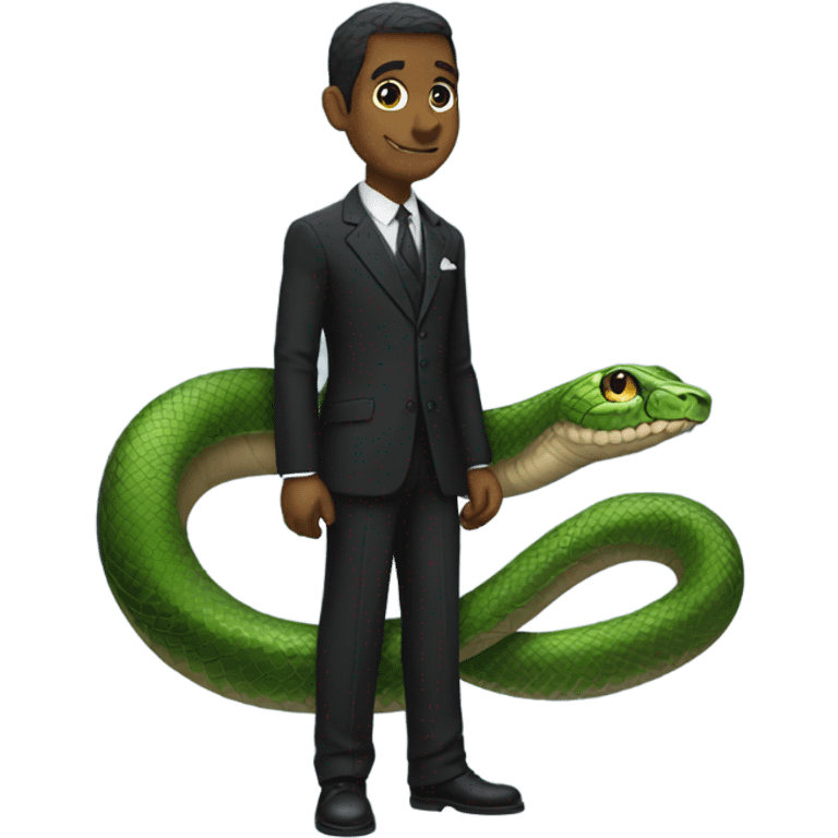 Anthropomorphic snake wearing a black suit emoji