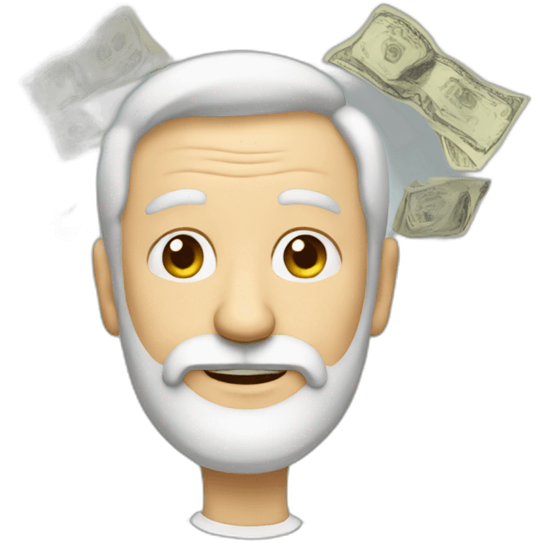 old white guy with beard and dollars emoji