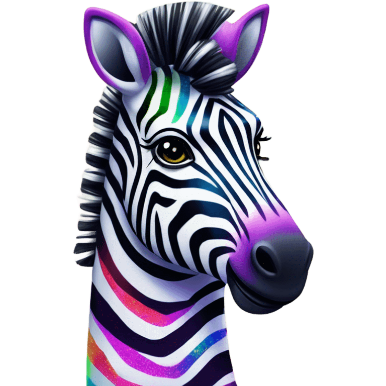 Lisa frank zebra with glitter rainbow stripes emoji