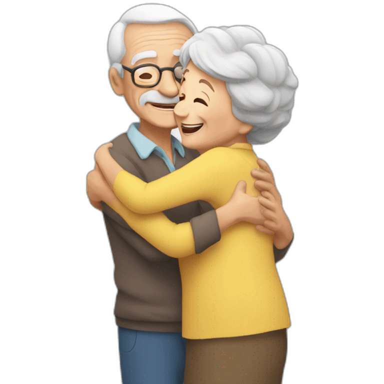 Granny hug grandfather emoji