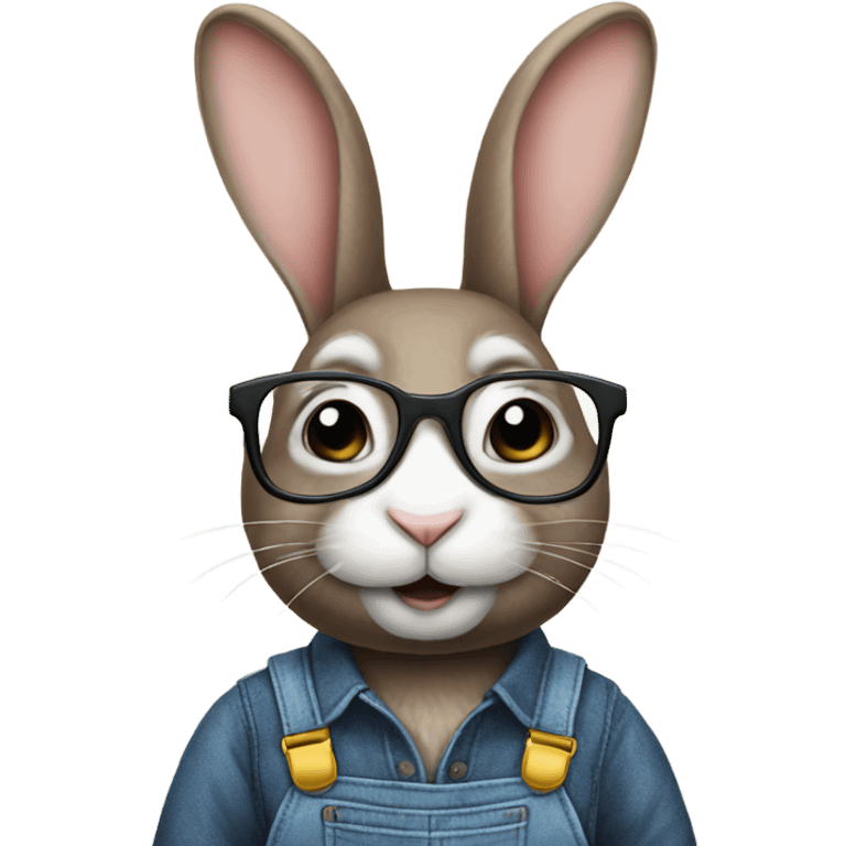 Rabbit wearing glasses and overalls  emoji