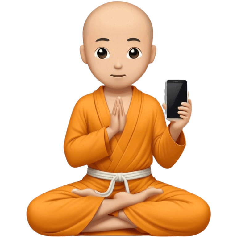 a mobile Phone covered in a monk robe in yoga position emoji