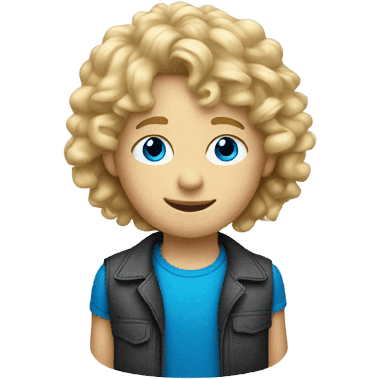 9 year old boy with blonde curly haired mullet and blue eyes emoji