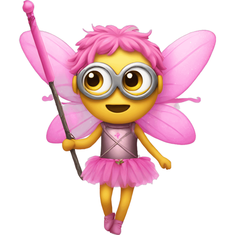 fairy minion with pink wand and pink tutu emoji