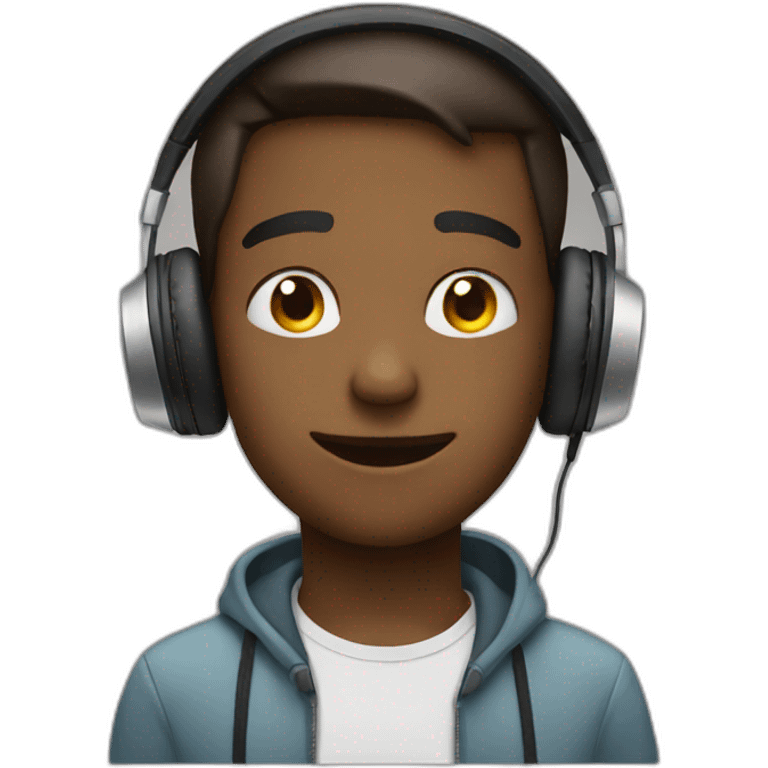 Boy have a headphones and chill face emoji