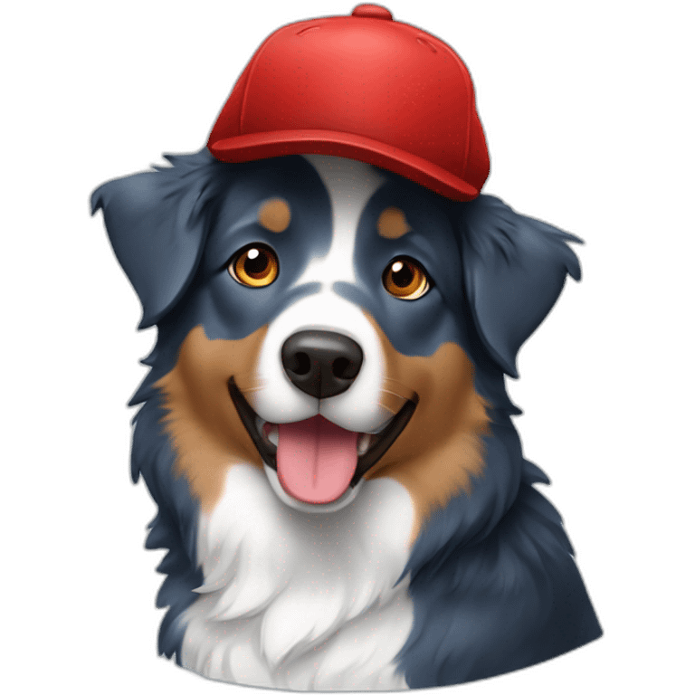 Blue australian shepherd with red cap emoji