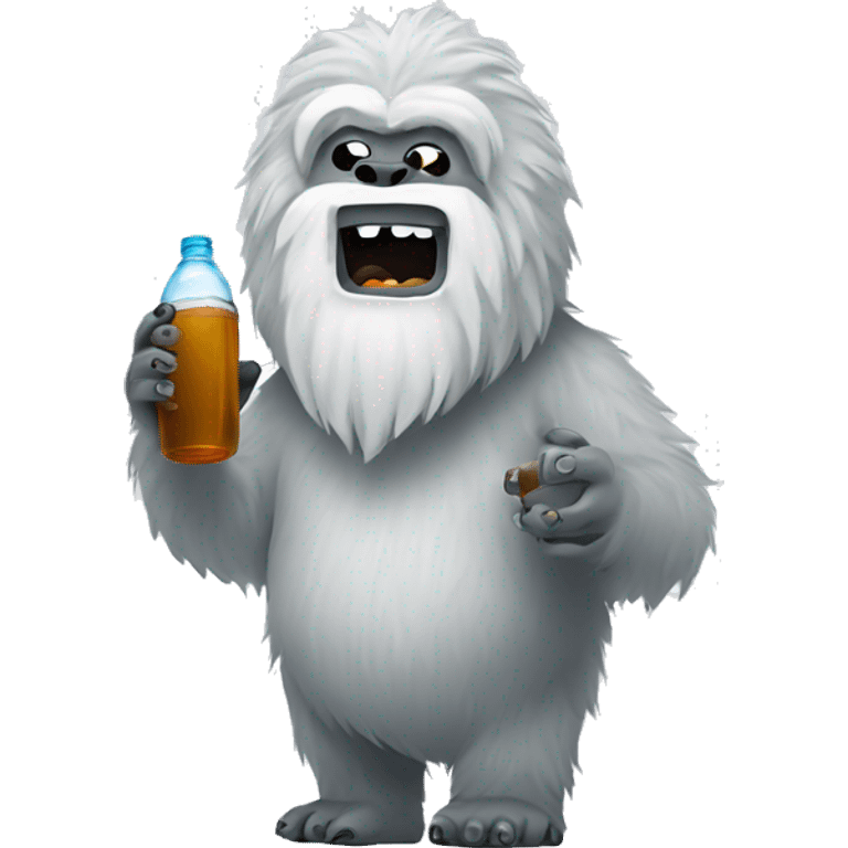 Yeti drinking out of a yeti bottle emoji