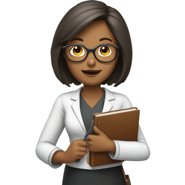 Teacher woman with a book and a pointer  emoji