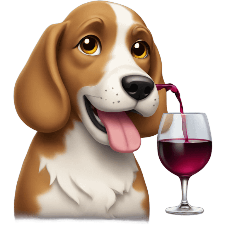 Dog drinking wine emoji