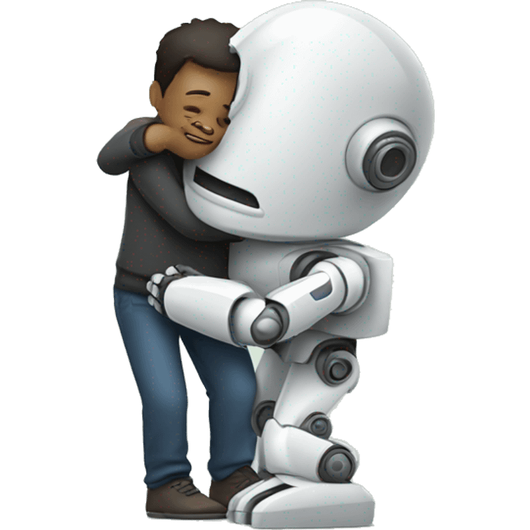 a person hugging a robot emoji