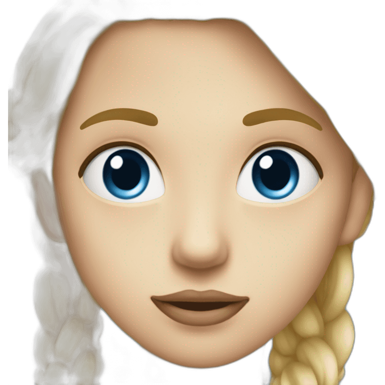 Fill blonde au yeux bleu avec un visage un peu rond emoji