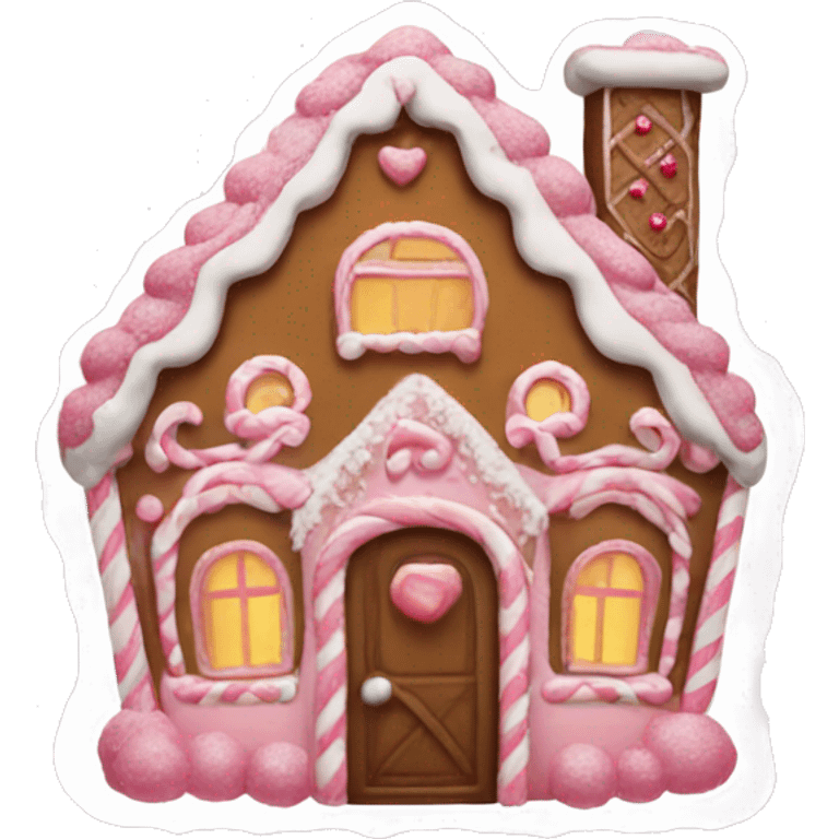 Pink gingerbread house emoji