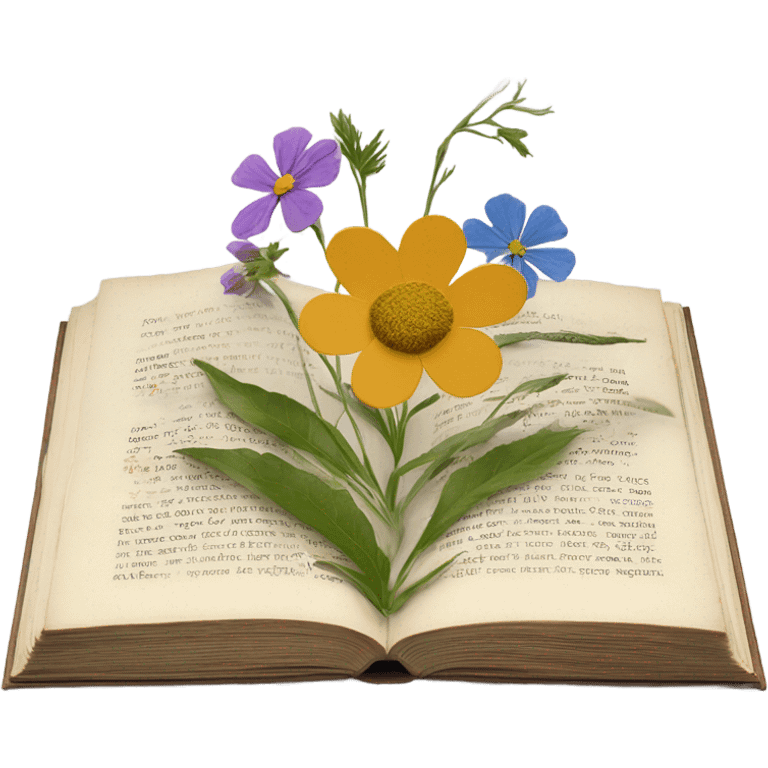 book with some pressed flowers on the pages realistic flowers pressing emoji