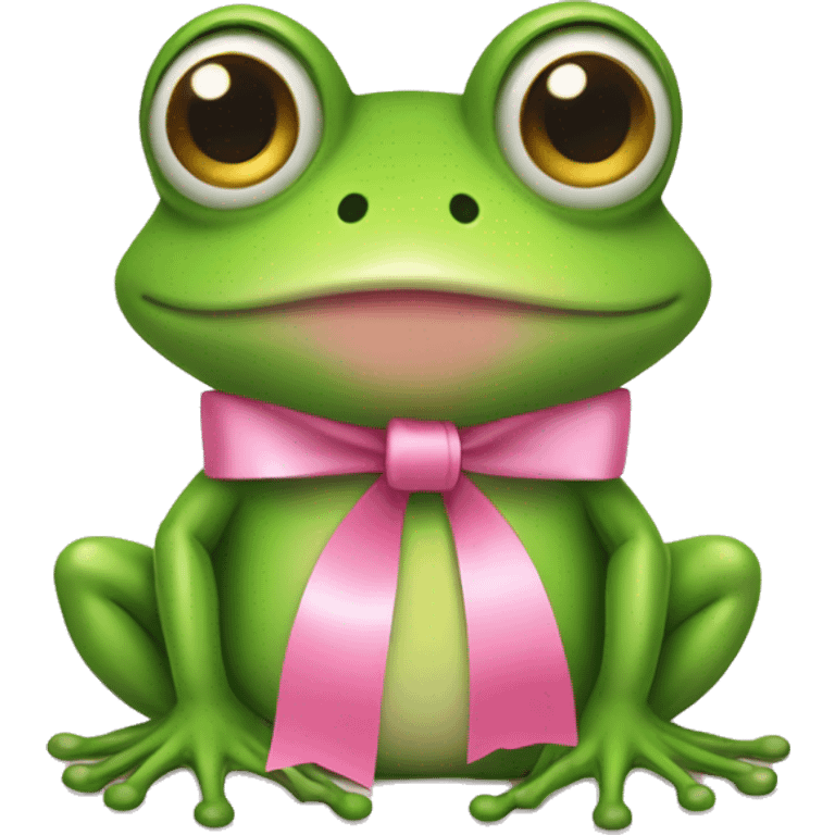 frog wearing pink ribbon bow emoji