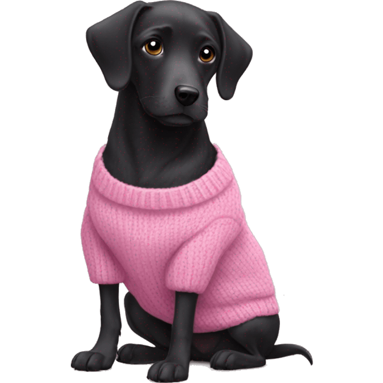 Black dog in pink sweater emoji