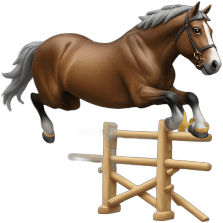 Cheval blanc qui saute un obstacle emoji