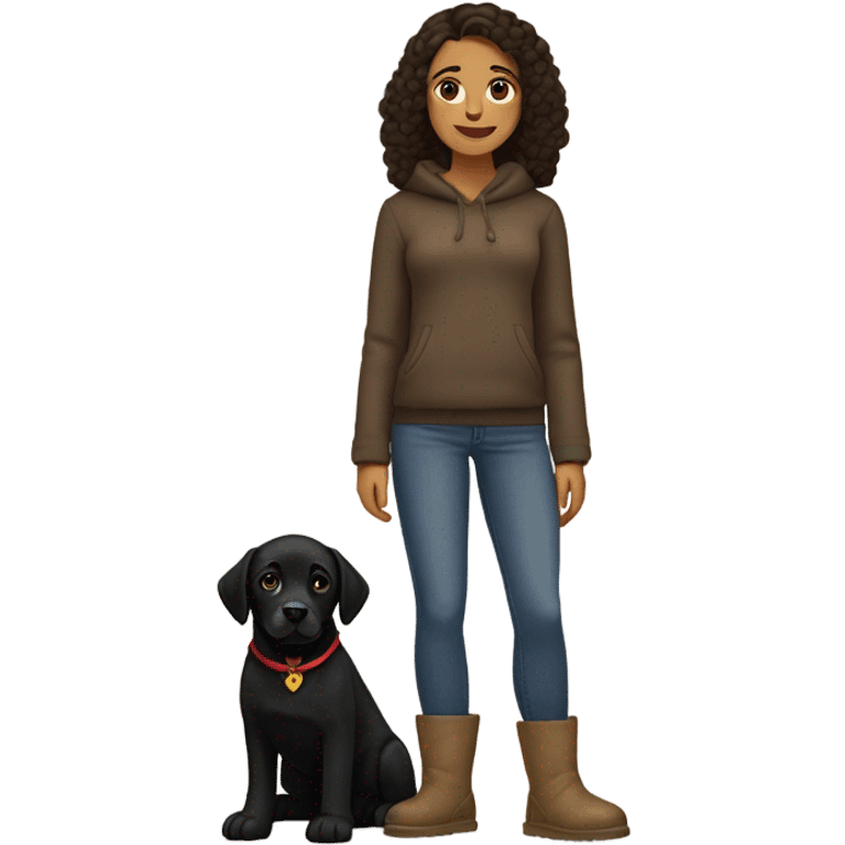 spanish brunette with Uggs and a pup black labrador emoji