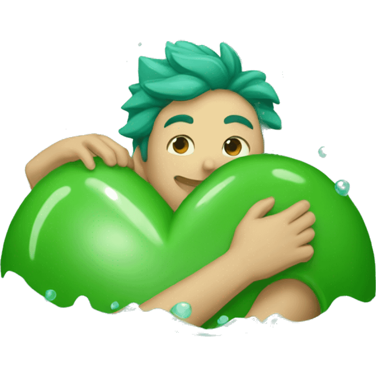 corazón verde agua  emoji