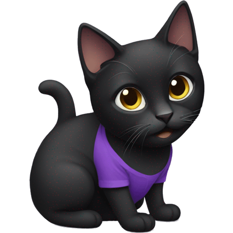 Black cat with a purple shirt  emoji