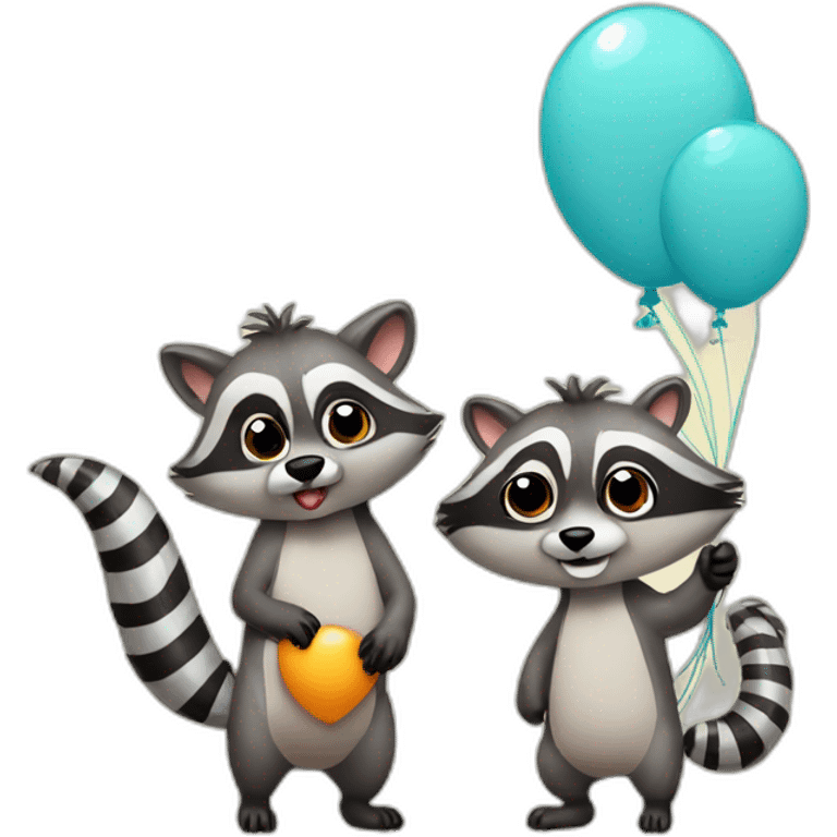 married-raccoons-with-balloons-next-to-giraffe emoji