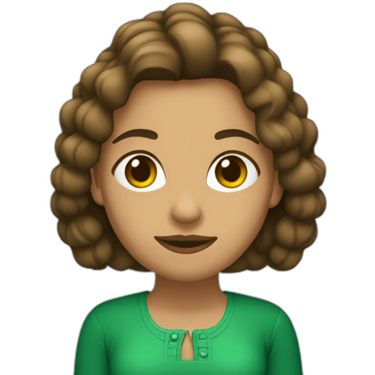 Mujer de 28 años con pelo castaño y ojos verdes emoji