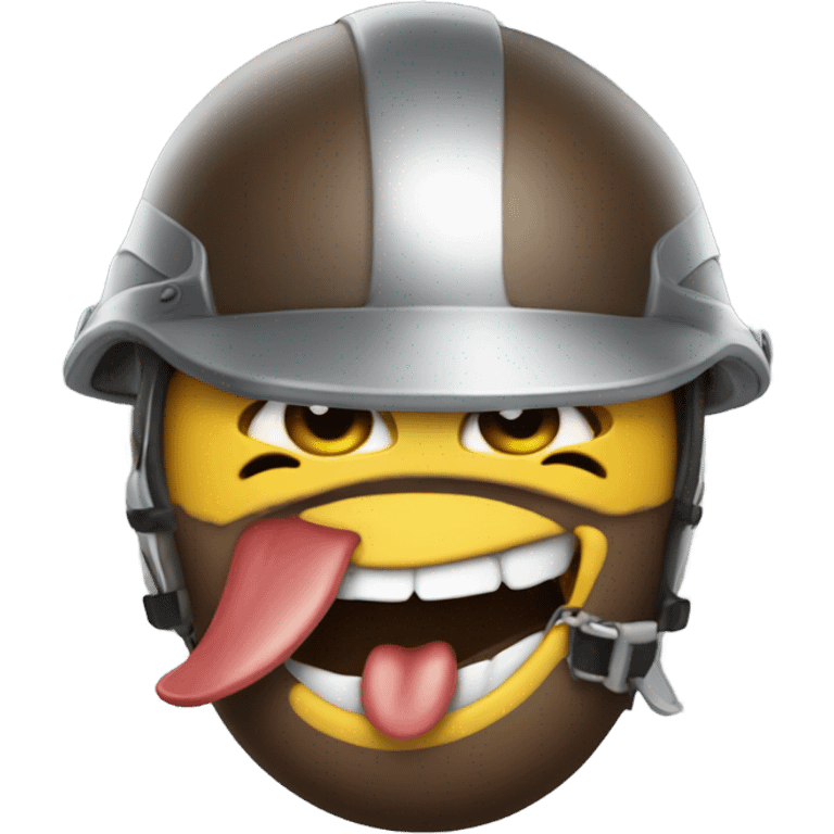 Emoji with a helmet and drool on face emoji