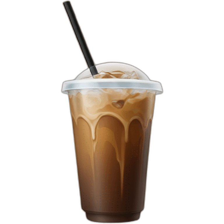 Dome lid iced coffee with straw emoji