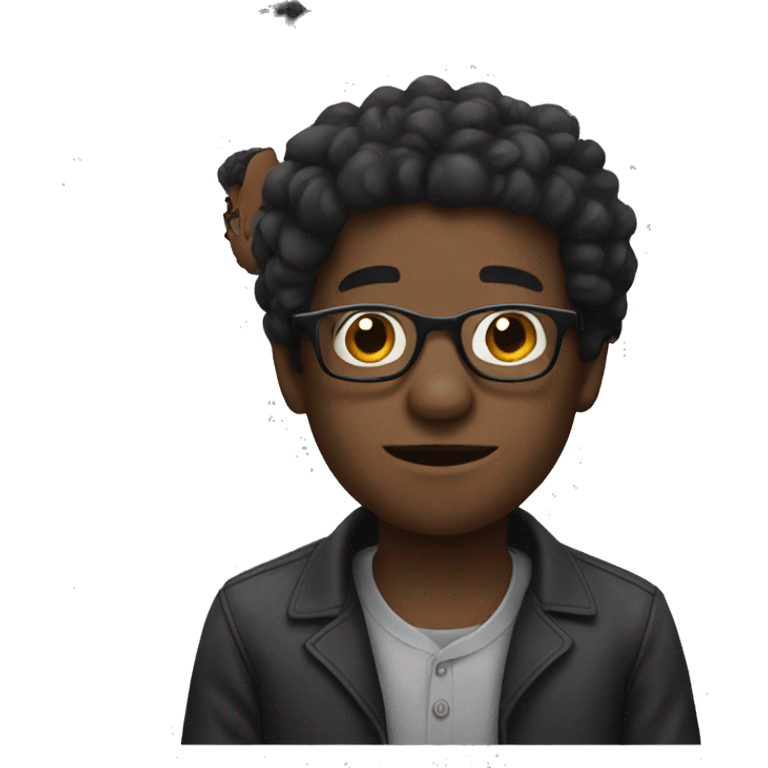 Black guy with glasses emoji