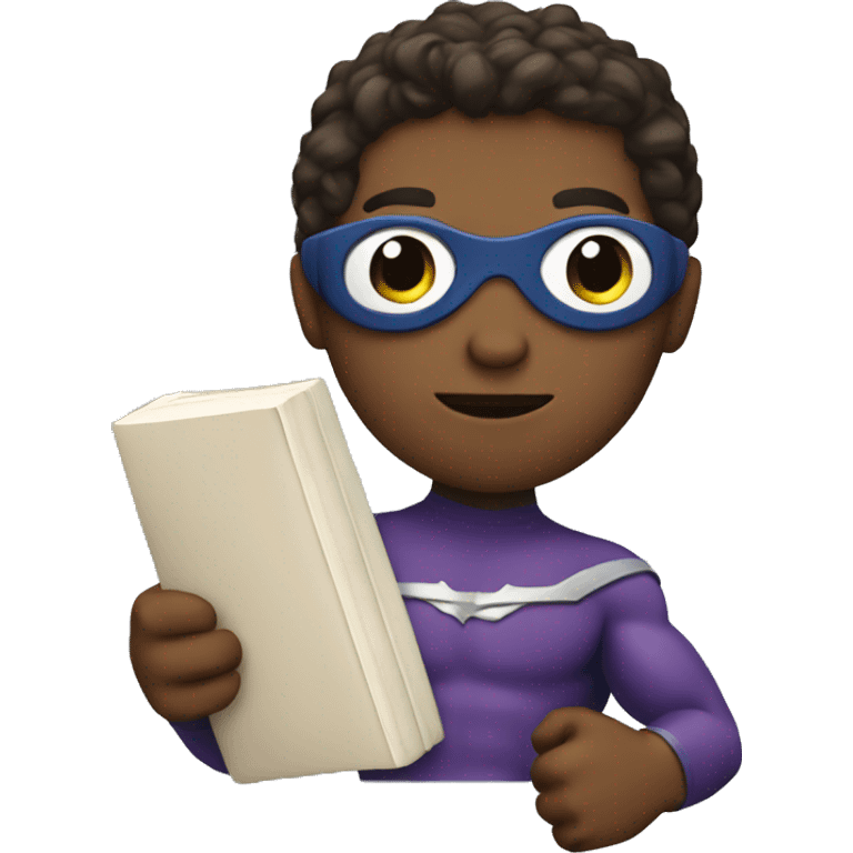 superhero holding a book emoji