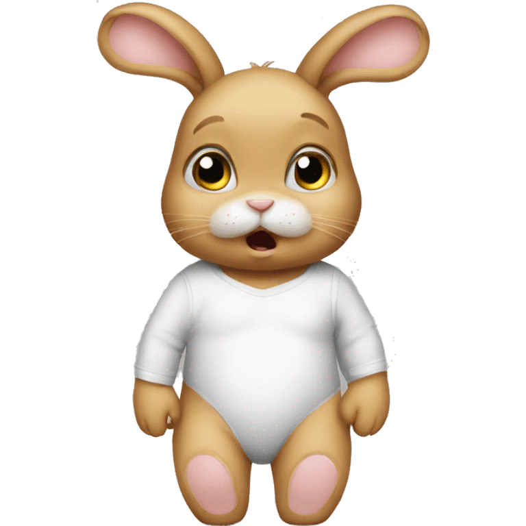 Anxious baby rabbit in bodysuit emoji