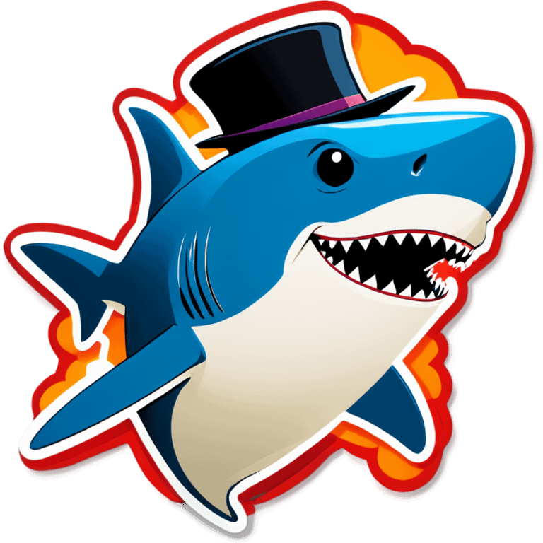 Shark with a top hat emoji