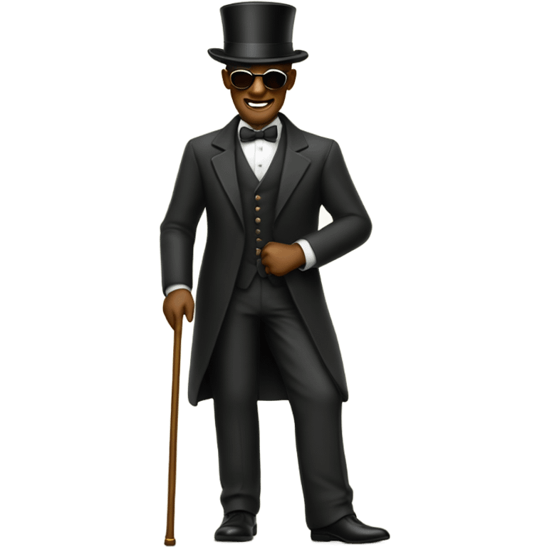 slick dude with cane, top hat, and sunglasses emoji