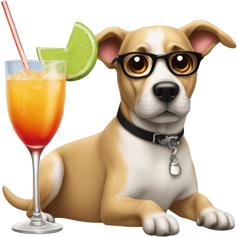 Dog drinking a cocktail emoji