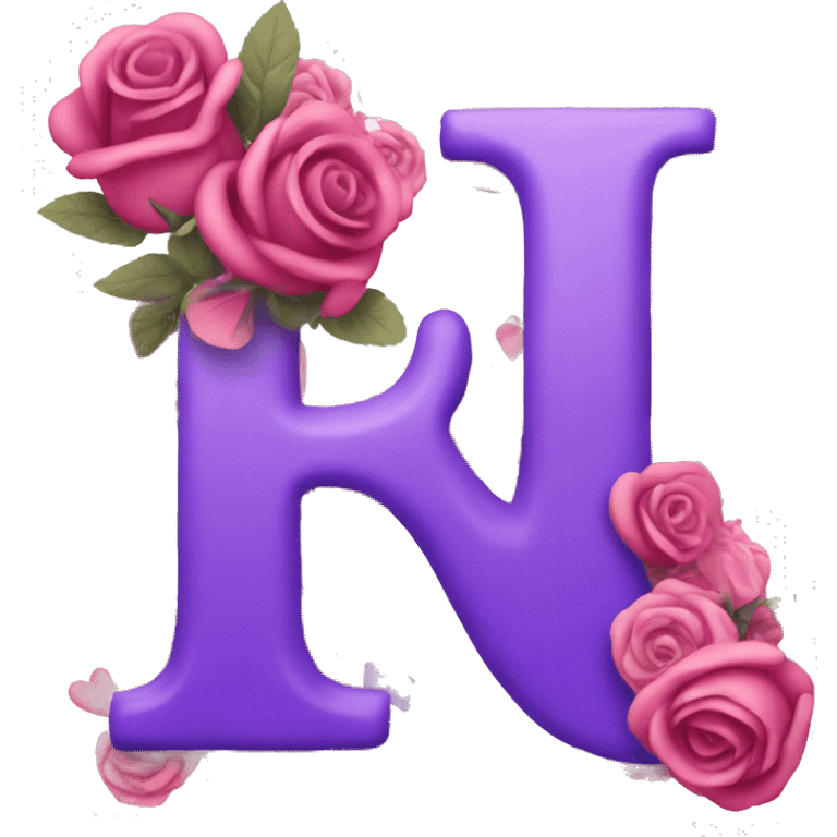 Make me the letter R with roses and hearts in pink and purple emoji