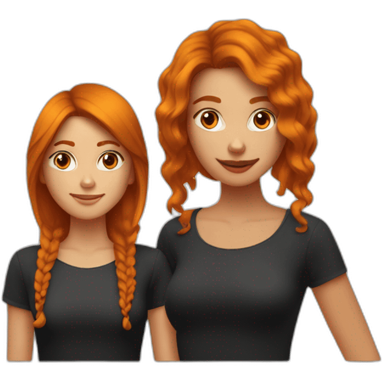 2 filles une cheveux roux long et une au cheveux noir court emoji