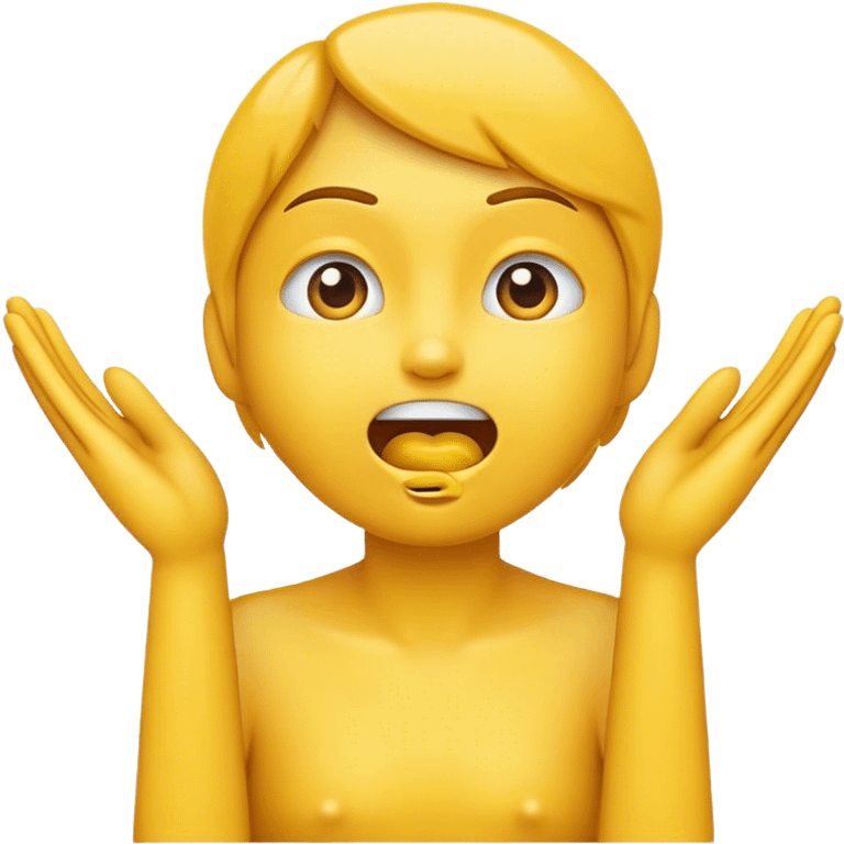 round, original, yellow expression emoji with hands around its throat  emoji