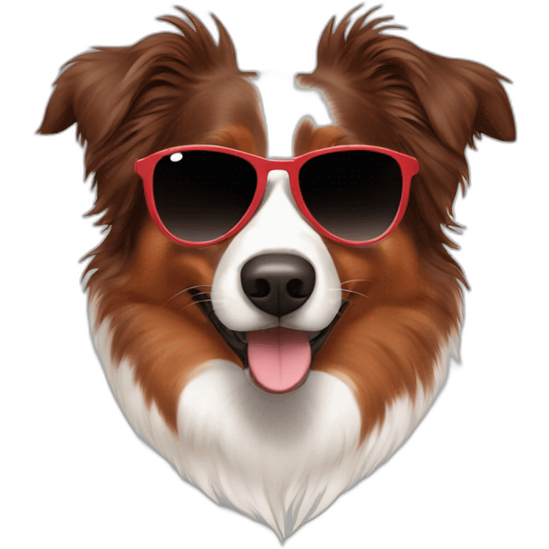 red australian shepherd with sunglasses emoji