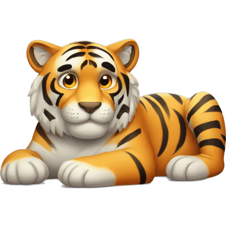 exhausted tiger lying down emoji