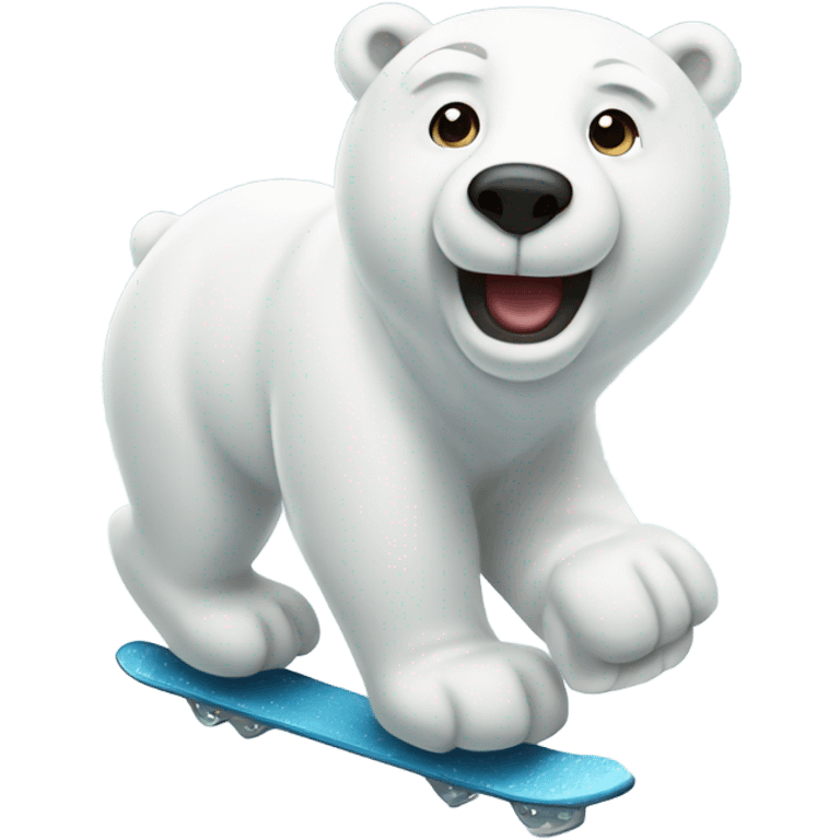 Polar bear ice skating emoji