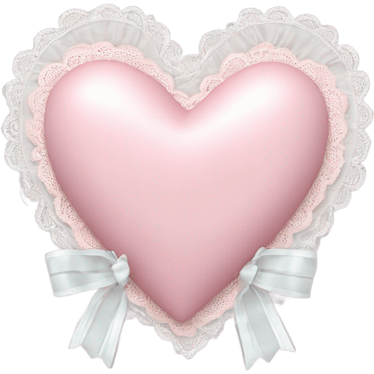 rococo Pastel pink heart with white bow with lace and frills  emoji